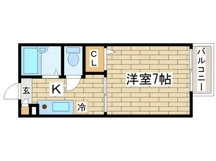 ディアス奥須磨(1K/1階)の間取り写真