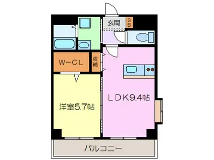 LA PAISIBLE(1LDK/2階)の間取り写真