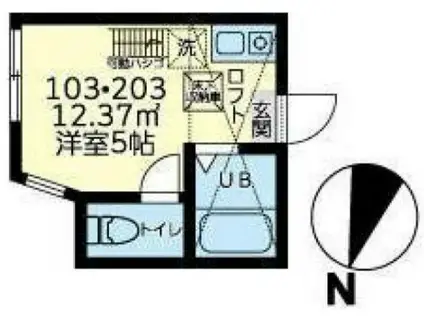 ユナイト衣笠マルセロの瞳(ワンルーム/2階)の間取り写真