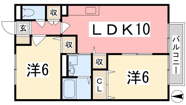 ソレジオ吾妻(2LDK/2階)の間取り写真