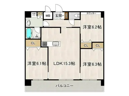 ふぁみゆ新金岡(3LDK/10階)の間取り写真