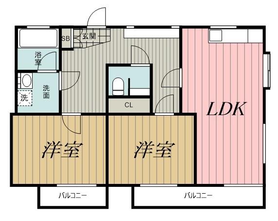 アレイプレジオ(2LDK/2階)の間取り写真