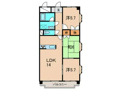 シェモアII(3LDK/2階)の間取り写真