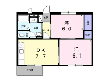 メゾンシャルマン(2DK/2階)の間取り写真