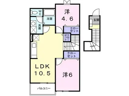 アビタシオンN I(2LDK/2階)の間取り写真