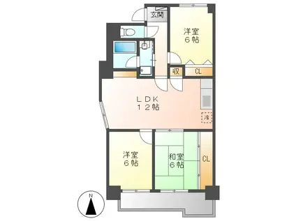 サンメゾン八熊(3LDK/11階)の間取り写真