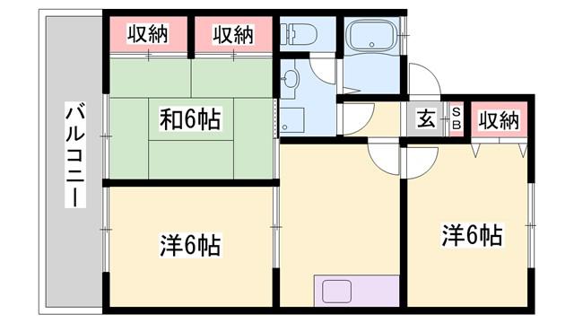 ハイム湘南(2LDK/2階)の間取り写真