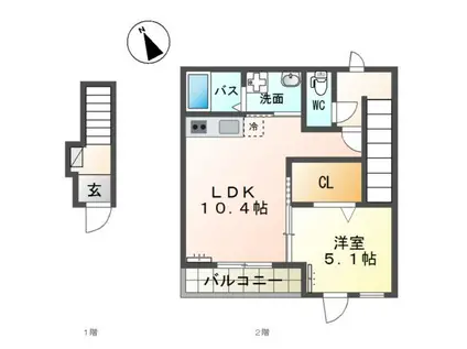 グランバレーII(1LDK/2階)の間取り写真