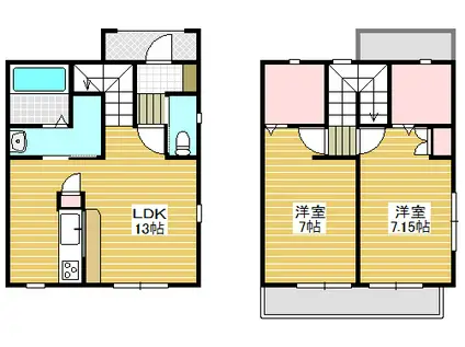 ヴィラスイート沖野(2LDK/1階)の間取り写真