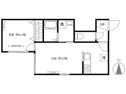 エスII(1LDK/1階)の間取り写真