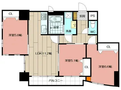 MDIロイヤルレジデンス大手町(3LDK/3階)の間取り写真