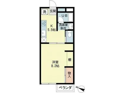 カーサグラード(1DK/1階)の間取り写真