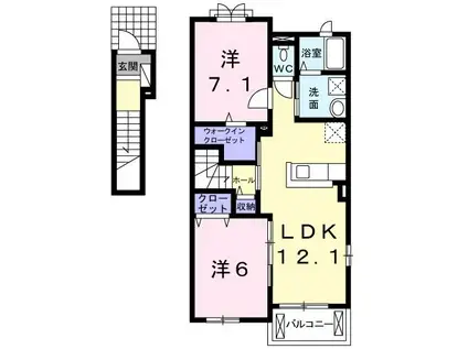キャトル セゾン(2LDK/2階)の間取り写真