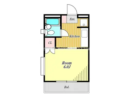 三軒茶屋ゴールデンビル(1K/4階)の間取り写真