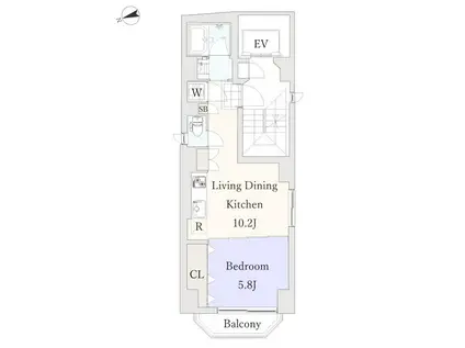 フォレスタリカ白金(1LDK/2階)の間取り写真
