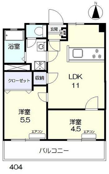 BAYSAIDE OKAYAMA(2LDK/4階)の間取り写真