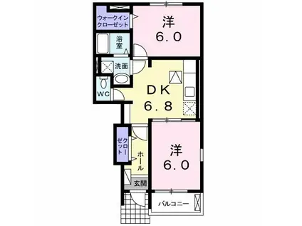 ステラルーチェB(2DK/1階)の間取り写真