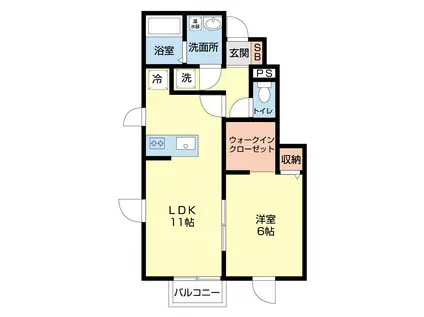 オーキッドB棟(1LDK/1階)の間取り写真