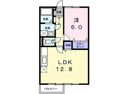 エステートKII(1LDK/1階)の間取り写真