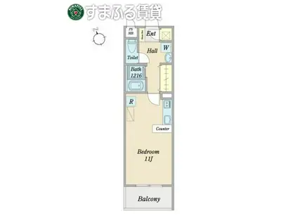 PINE イースト(ワンルーム/2階)の間取り写真