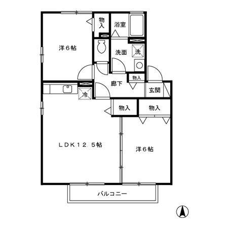 Dコート都島(2LDK/2階)の間取り写真