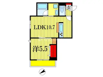 リッツ新宿(1LDK/1階)の間取り写真