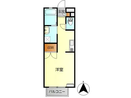 プレジールS(1K/1階)の間取り写真