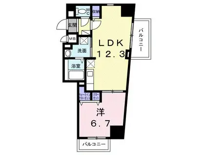 松江3丁目マンション(1LDK/7階)の間取り写真