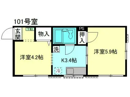 センチュリー松江(2K/1階)の間取り写真