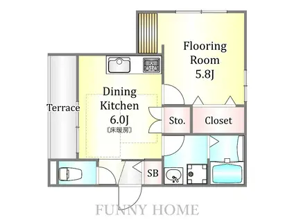 下馬5丁目メゾン(1DK/1階)の間取り写真