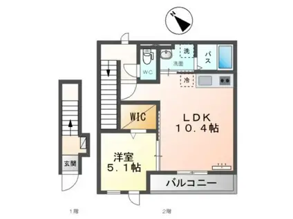 フェリーチェ(1LDK/2階)の間取り写真
