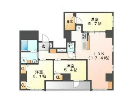 ザ・パーク本駒込(3LDK/9階)の間取り写真