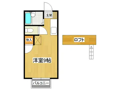 桂コーポ西根(ワンルーム/1階)の間取り写真