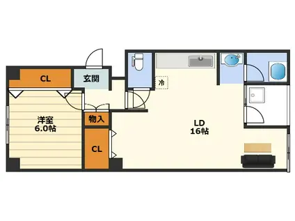 MEETME天神橋(1LDK/3階)の間取り写真