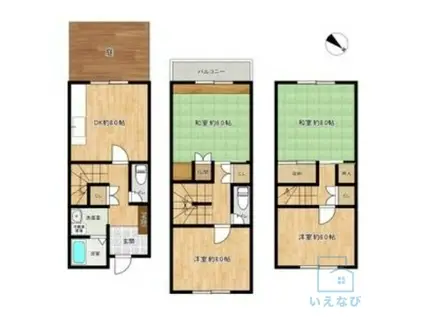 ユーロハイツ交野桜ヶ丘E棟(4LDK/1階)の間取り写真