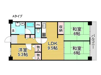 コスモハイツ玉出(3LDK/11階)の間取り写真