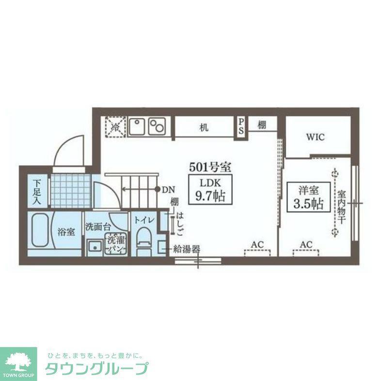 LIVE FLAT蔵前(1LDK/5階)の間取り写真