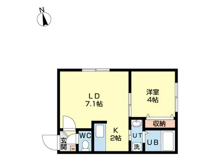 エヴァンスコート北円山(1LDK/3階)の間取り写真