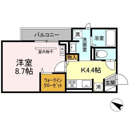 セルメイユール(1K/2階)の間取り写真