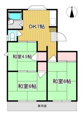 アーバンハイツ川入(3DK/1階)の間取り写真