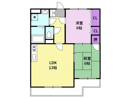 コンフォール2(2LDK/2階)の間取り写真