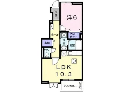 グラディートIII(1LDK/1階)の間取り写真