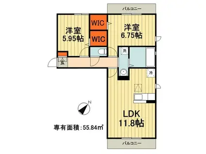エスペランサ A(2LDK/3階)の間取り写真