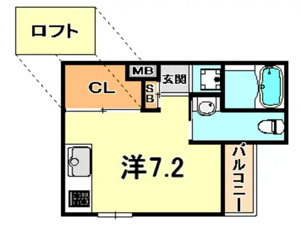 シティフラット灘(ワンルーム/2階)の間取り写真