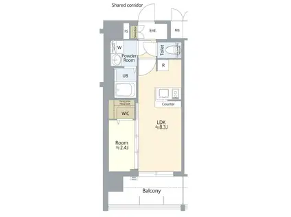 エスリード志賀本通ザ・フロント(1LDK/2階)の間取り写真