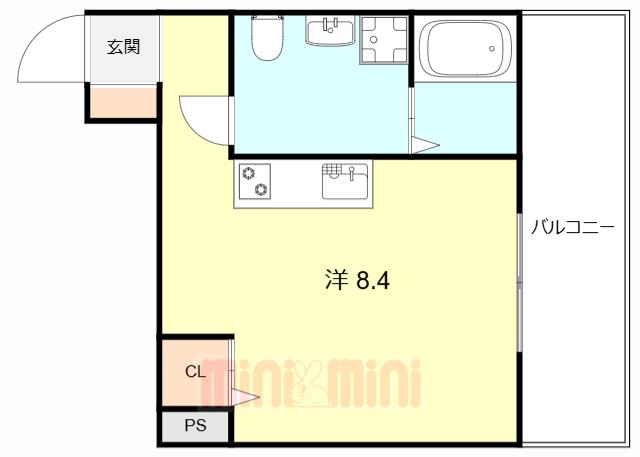 ノイヴェル出屋敷(ワンルーム/3階)の間取り写真