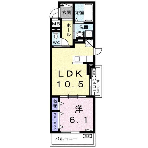 ヴィラプラシードII(1LDK/2階)の間取り写真