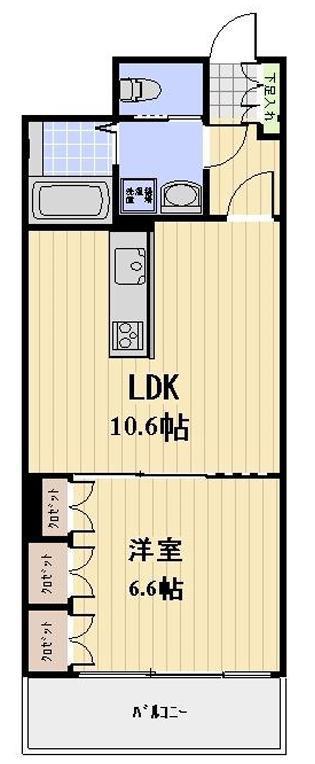 グランカーサ浅草(1LDK/2階)の間取り写真