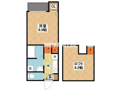 MODERN PALAZZO 諫早U.K(1SK/2階)の間取り写真