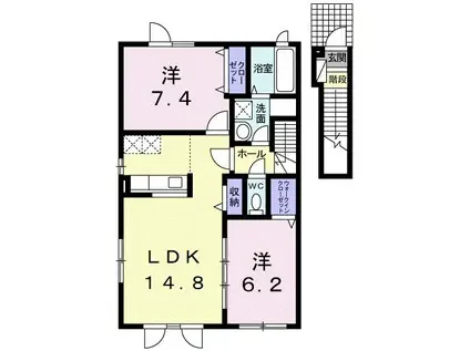 ジェルメゾン(2LDK/2階)の間取り写真